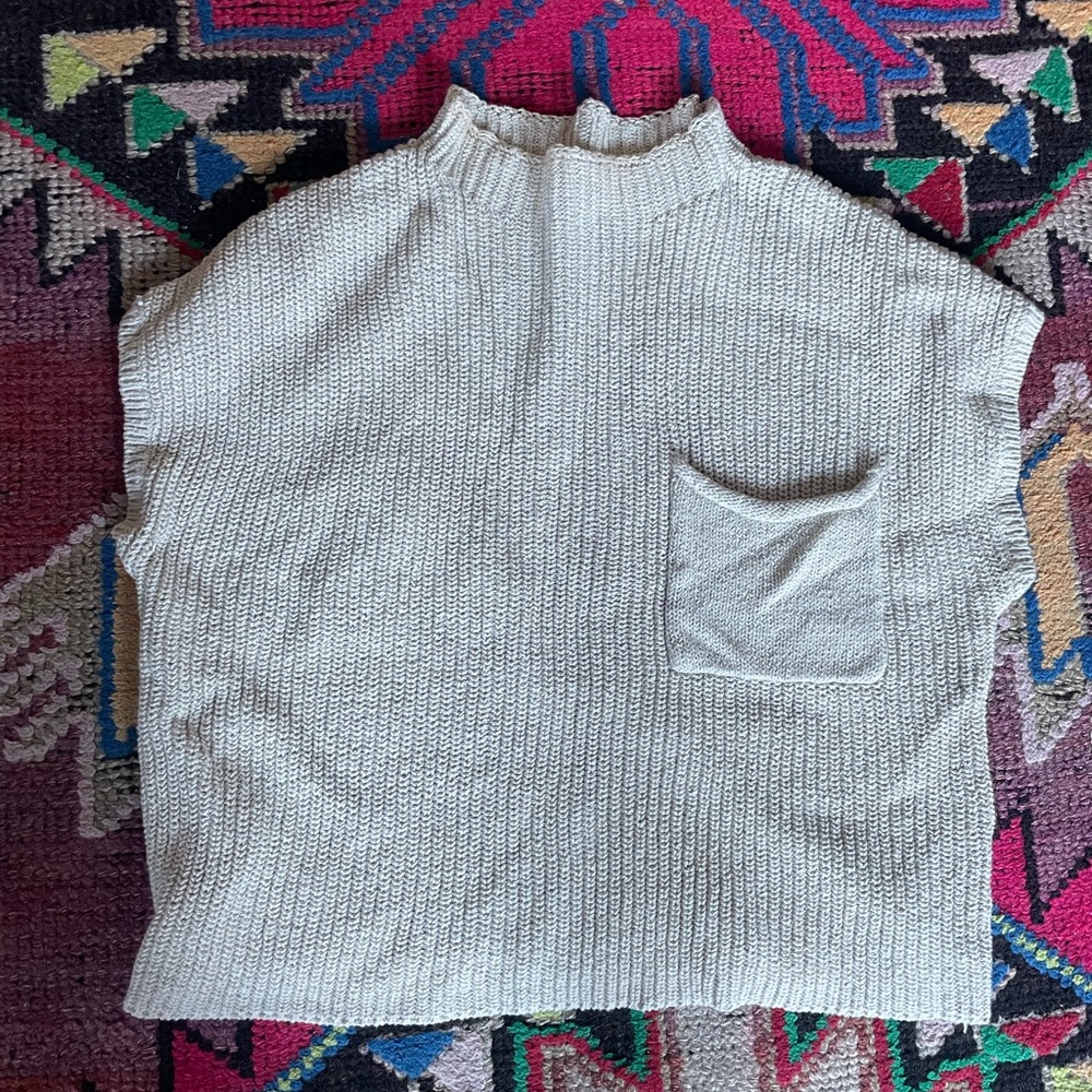 Free People crop knit Cream Turtleneck tank
